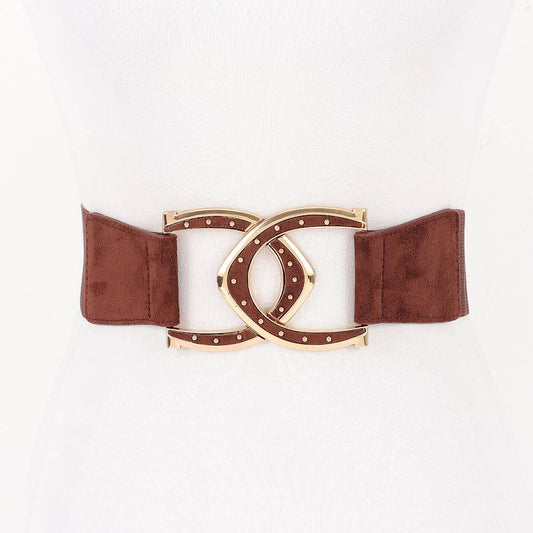 Interlocking Buckle Wide Belt: Brown