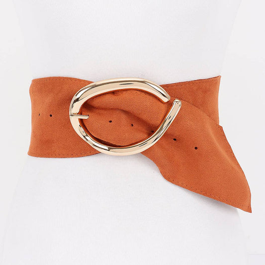 Faux Suede Metal Buckle Belt: CM