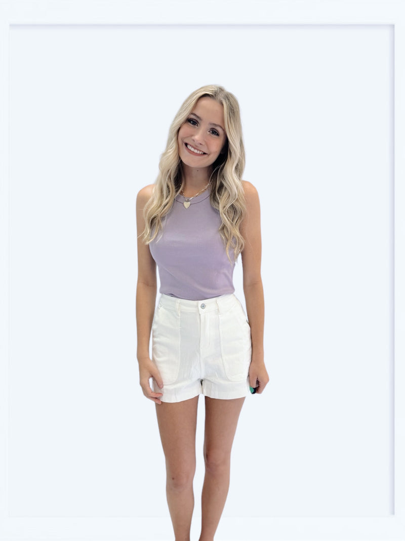 Dusty Lavender Cotton Round Neck Tank Top