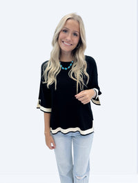 Caitlin Round Neck 3/4 Sleeve Top