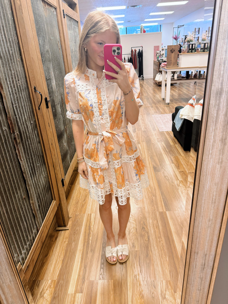 Haley Puff Sleeve Scallop Dress