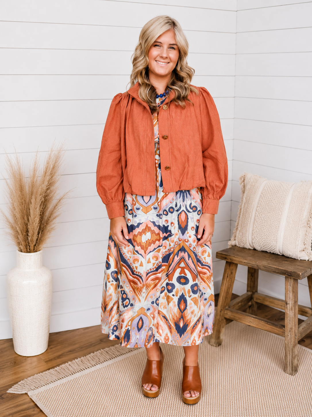 Camel Bubble Hem Funnel Neck Jacket