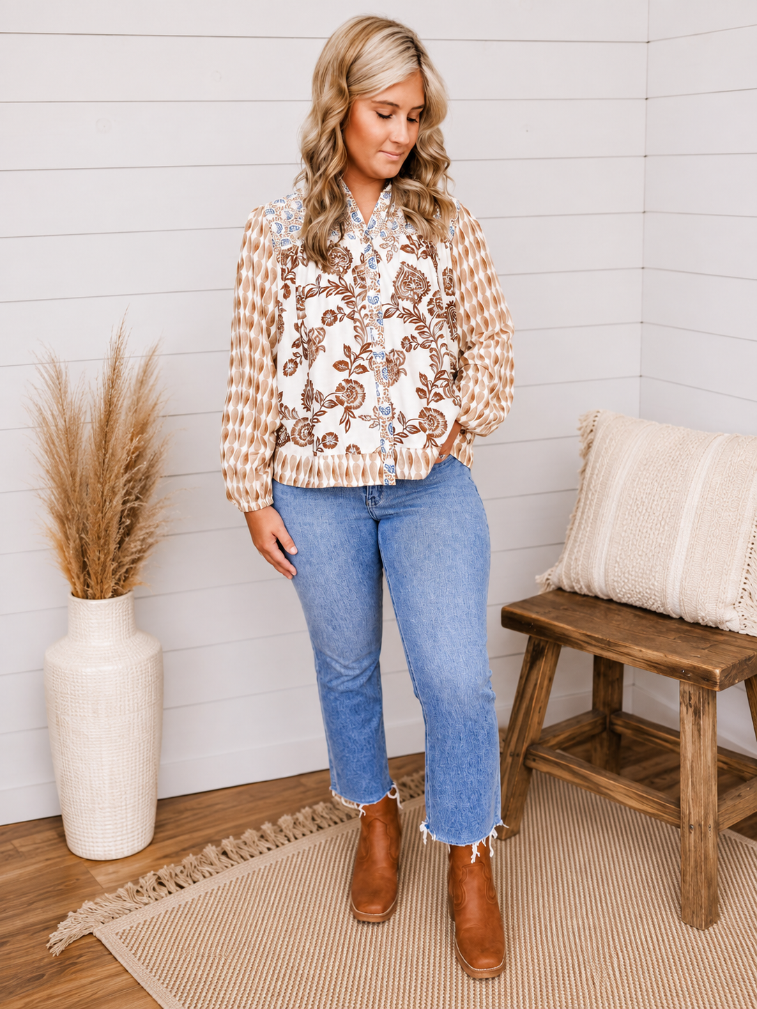 Mocha Days Button Down Top