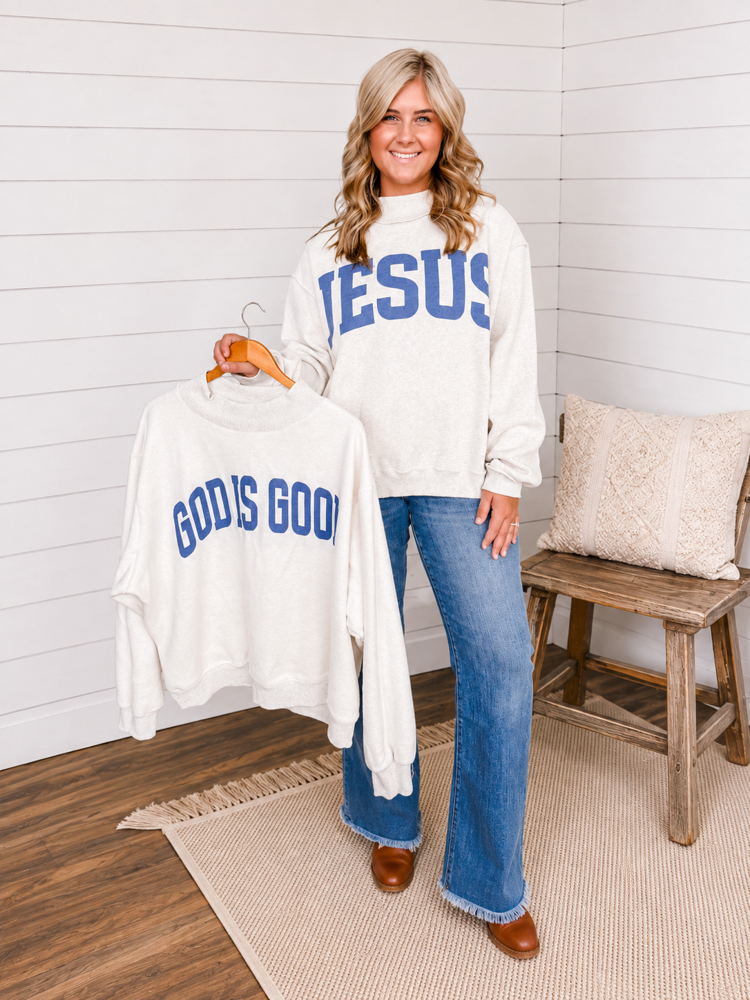 JESUS & GOD IS GOOD Reversible Sweatshirt