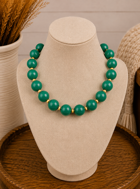 Green Abstract Beaded Statement Necklace
