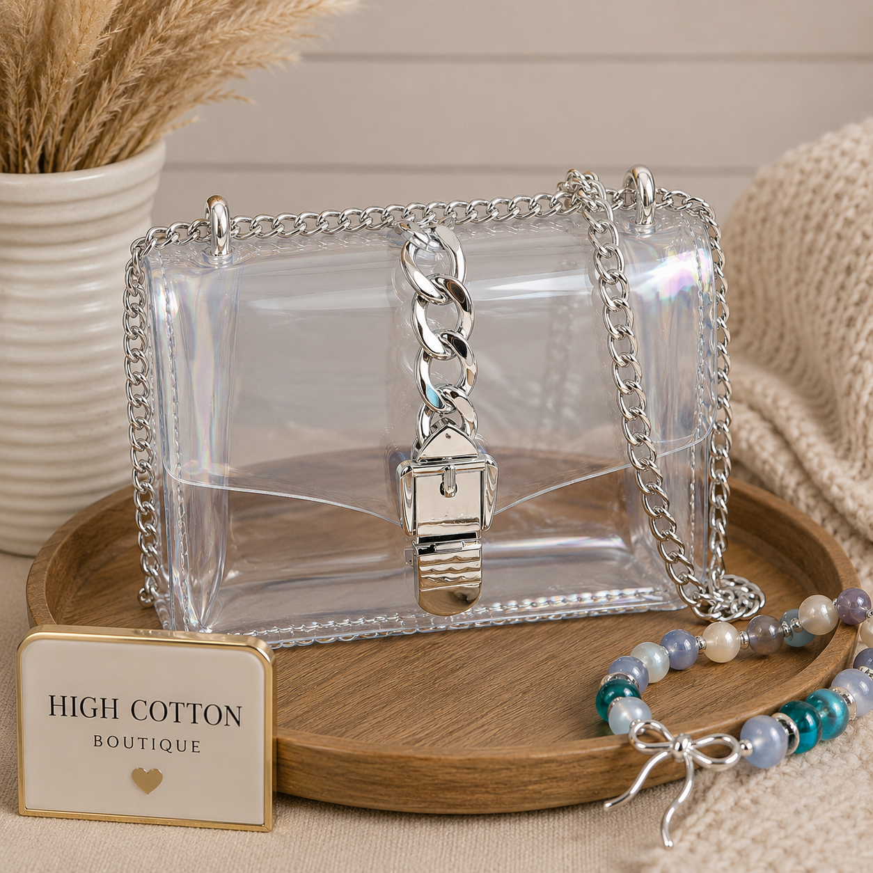 Clear Silver Stadium Crossbody Bag