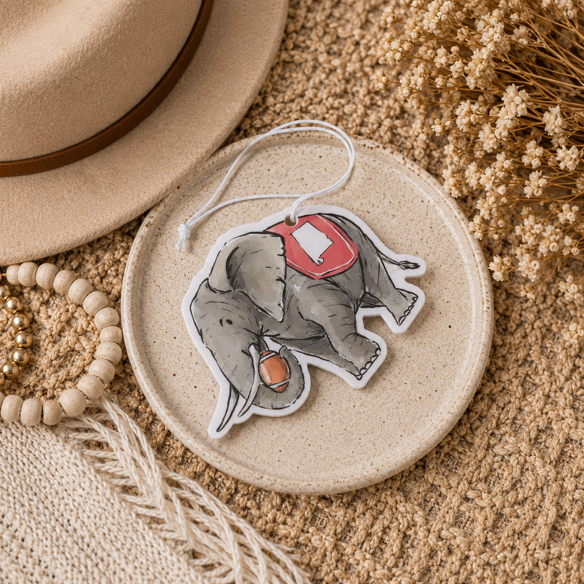 Elephant with Football Air Freshener - Alabama Mist