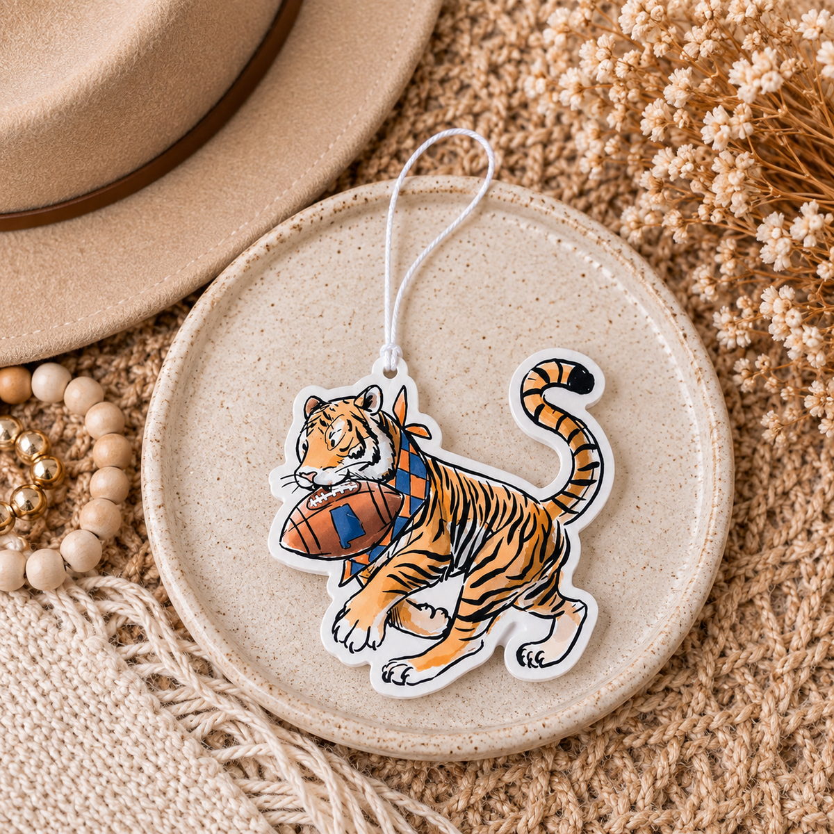 Orange and Navy Tiger Air Freshener - Tailgate Sunrise Fragrance