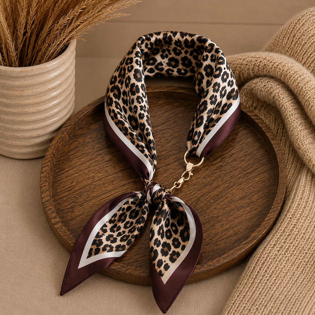 Leopard Toggle Scarf Wrap Necklace