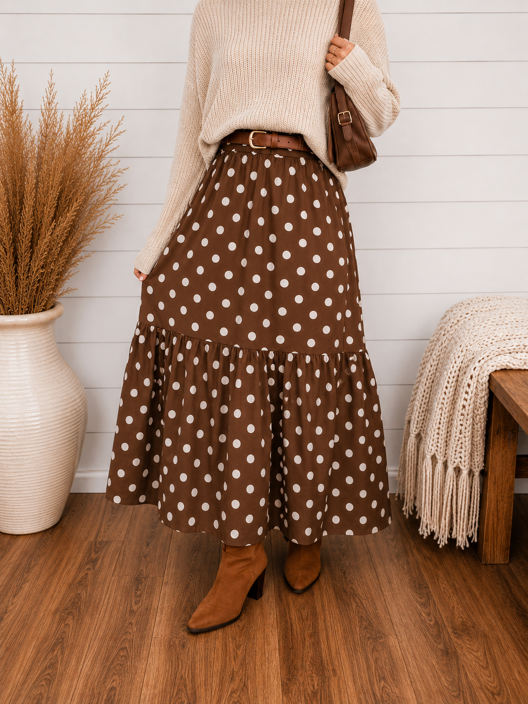 Tiered Polka Dot Maxi Skirt