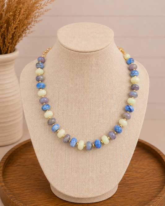 Mood Swirl Marble Bead Necklace: Blue