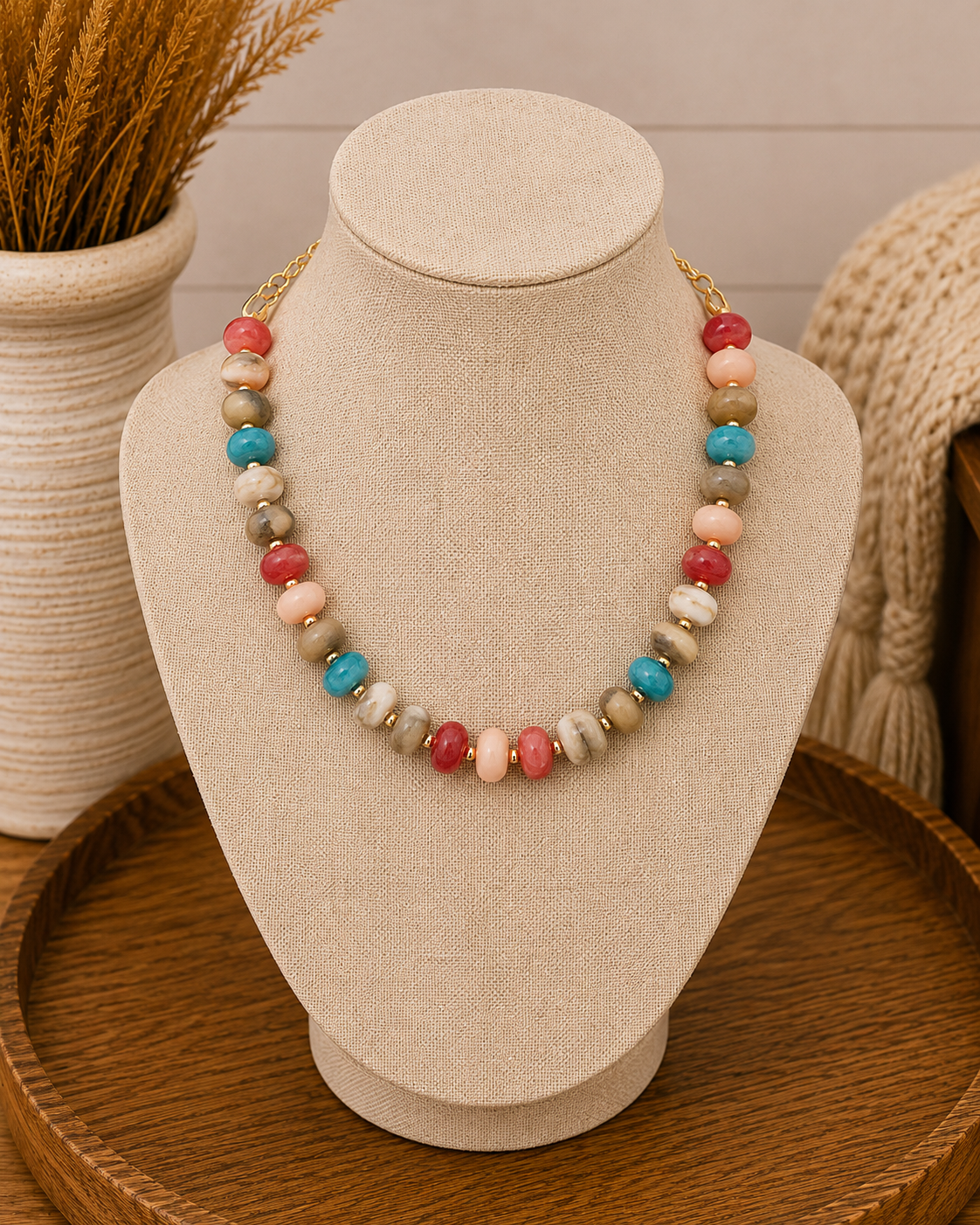 Mood Swirl Marble Bead Necklace: Multi