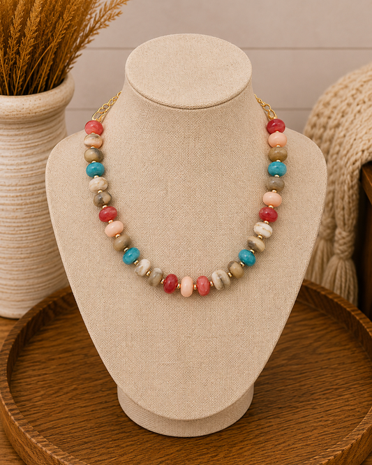 Mood Swirl Marble Bead Necklace: Multi
