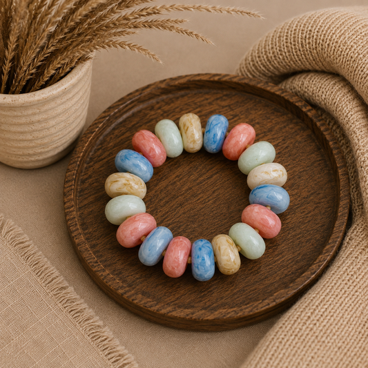 Chunky Marble Beaded Stretch Bracelet Two Colors!
