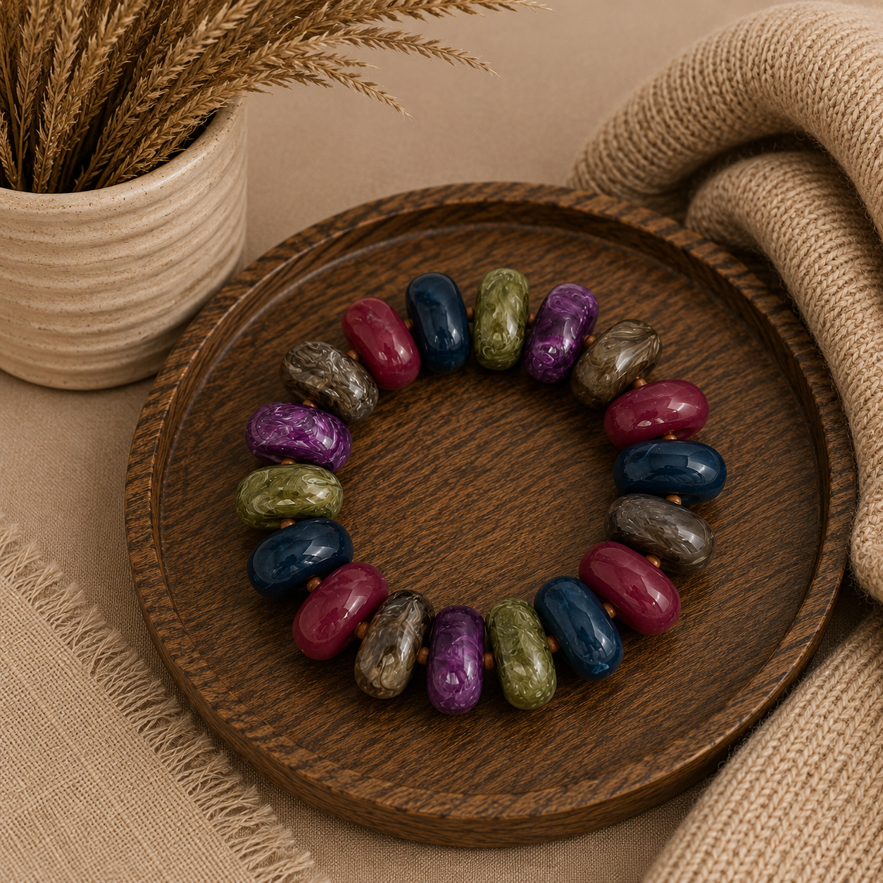 Chunky Marble Beaded Stretch Bracelet Two Colors!