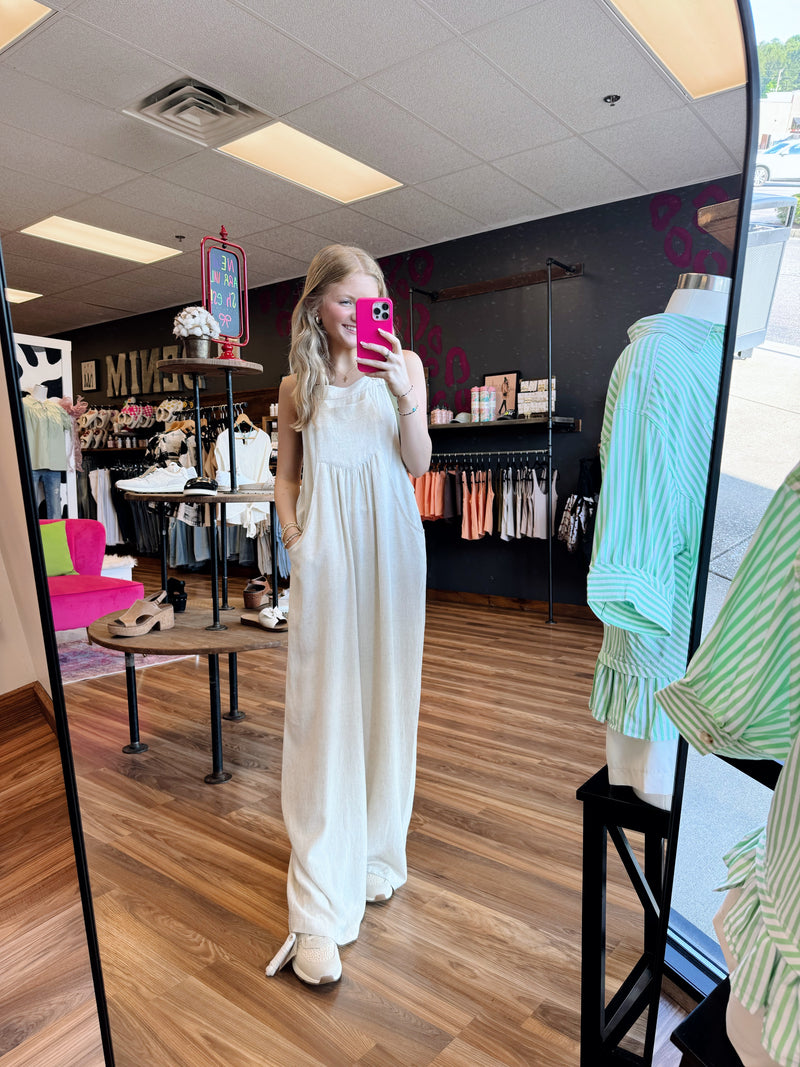 Olivia Oatmeal Jumpsuit
