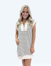 Mary Stripe Cap Sleeve Zipper Dress