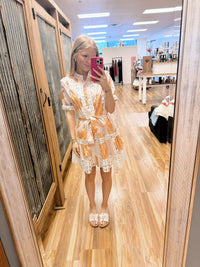 Haley Puff Sleeve Scallop Dress