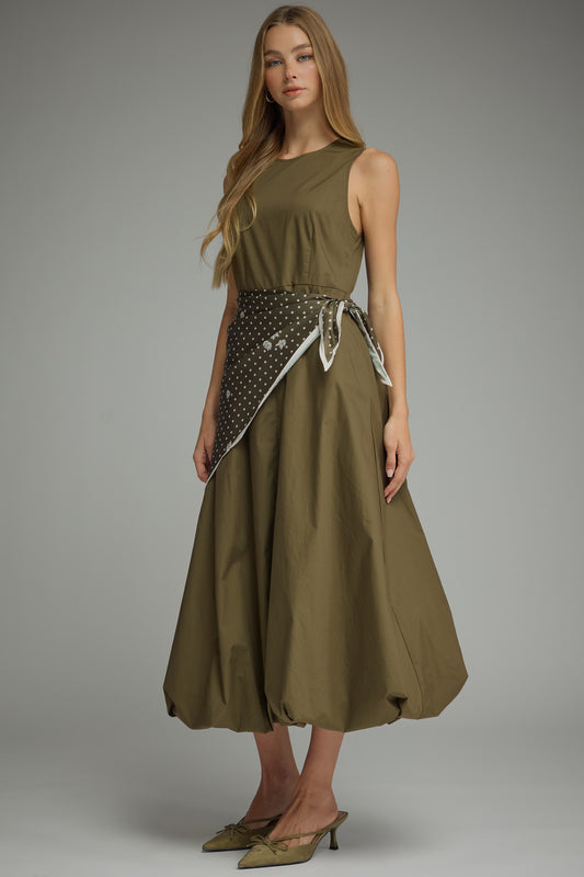 Olive With a Twist Midi Dress