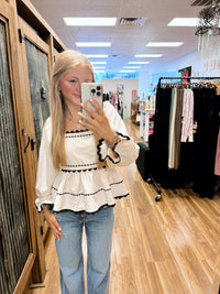 Sarah Kate Long Sleeve Smocking Top