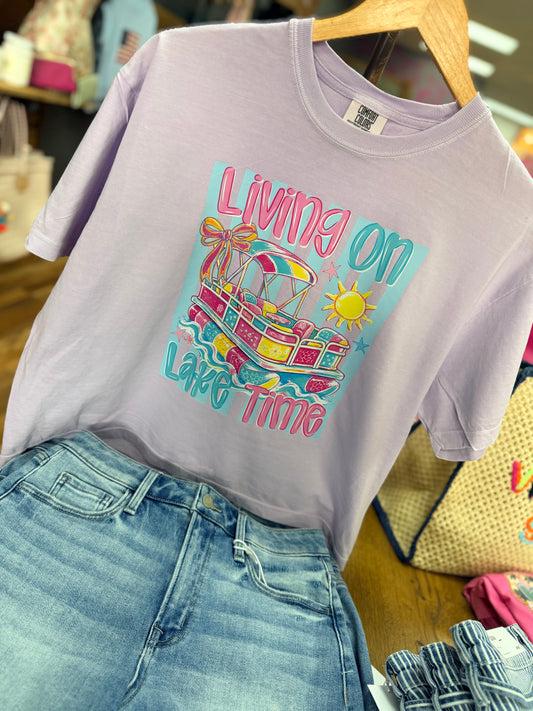 Living On Lake Time Comfort Color Cropped Tee
