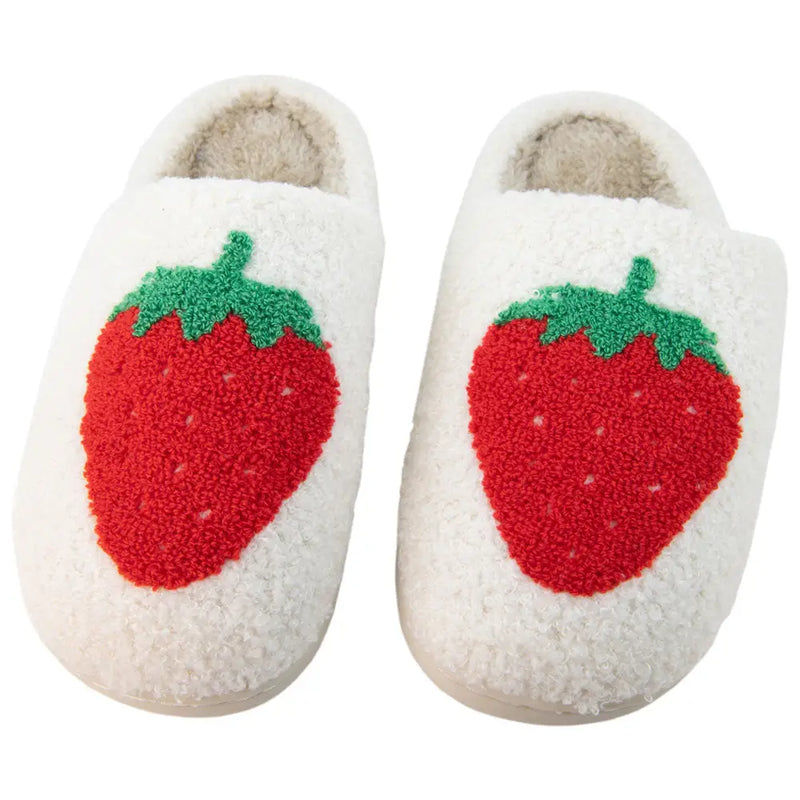 Large Strawberry Fuzzy Slippers