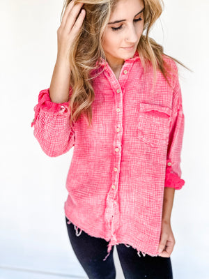 Washed Gauze Button Down Three Colors