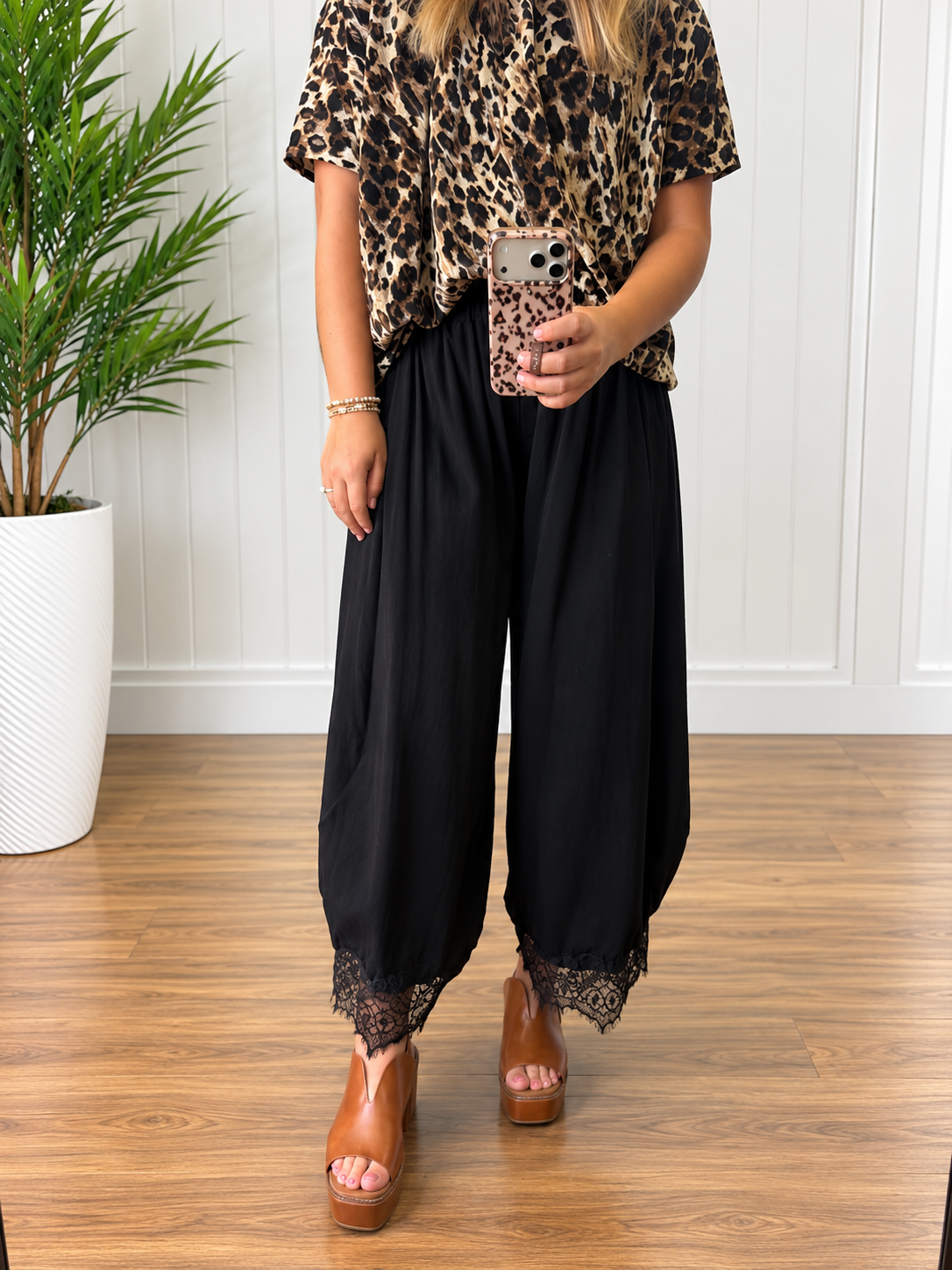 Pretty in Lace Wide Leg Pants Black or Blue