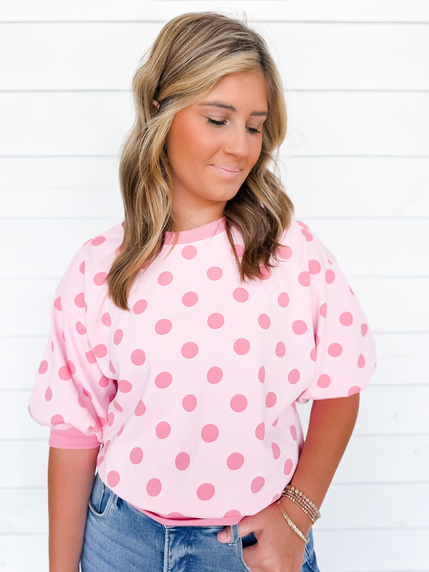 Pretty in Pink Dot Top