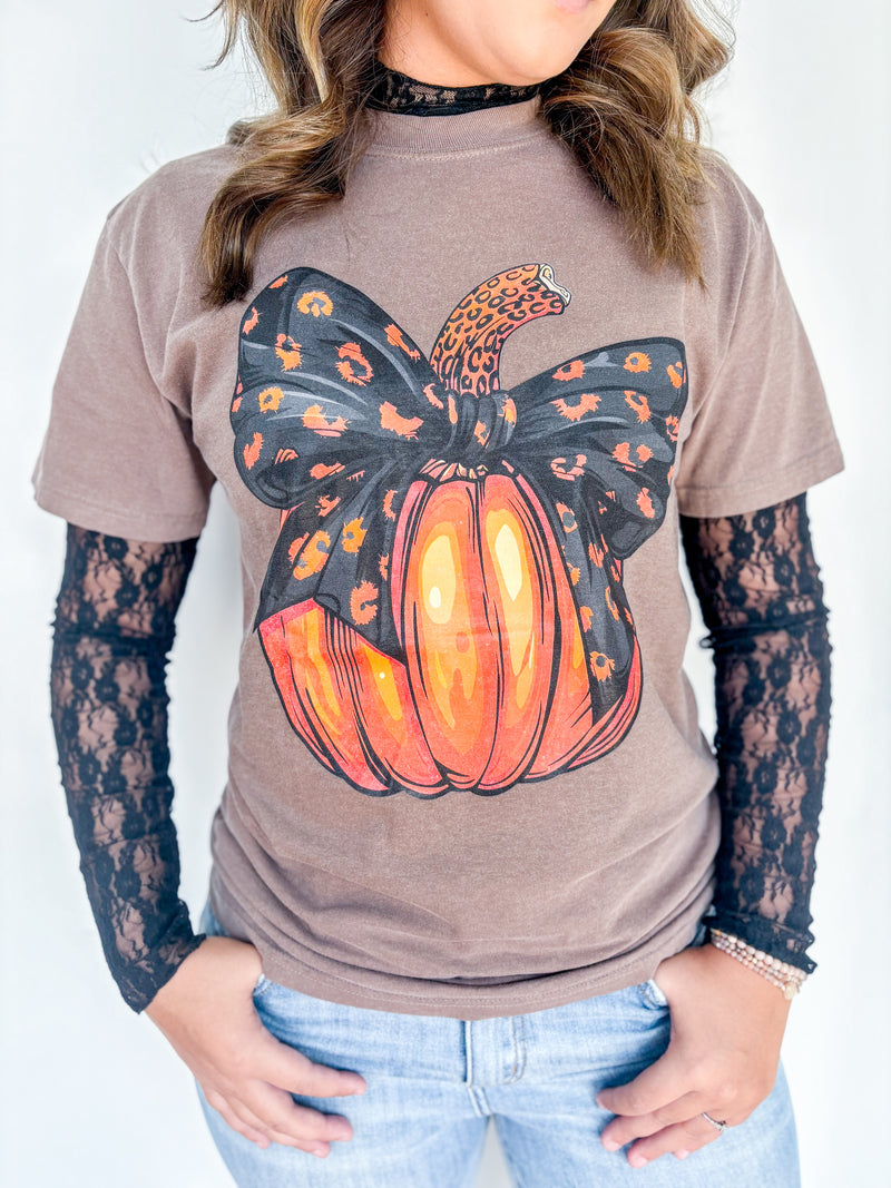 Leopard Pumpkin Espresso Graphic Tee