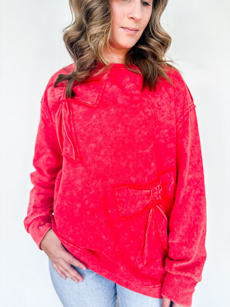 Bow Terry Sweatshirt Tomato Red