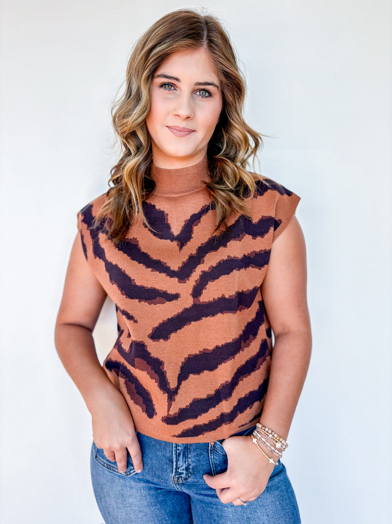 Camel Mock Neck Sweater