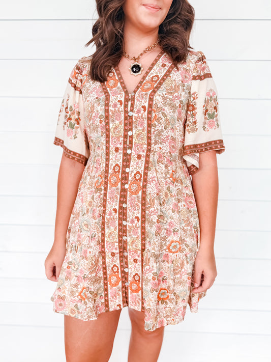 Rustic Charm Shirred Dress