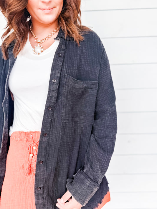 Midnight Breeze Button-Up