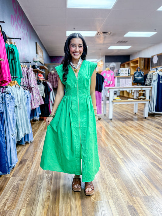 The Pop of Green Dress