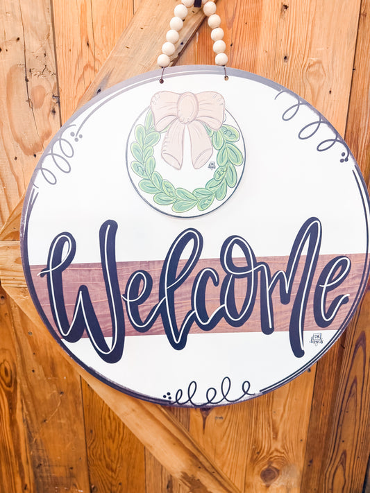 Stained Striped "Welcome" Hanger + Mini