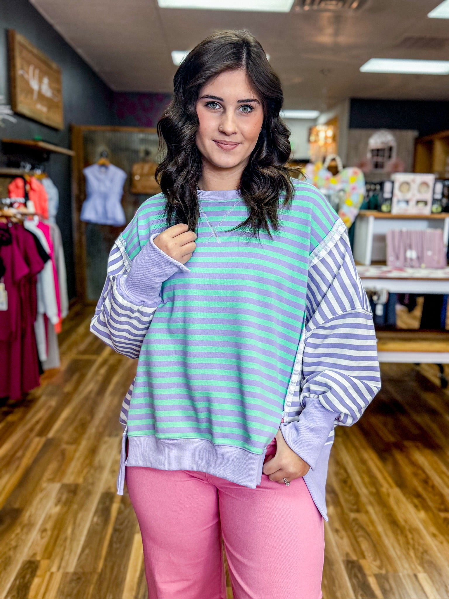 Spring Sky Stripe Sweatshirt