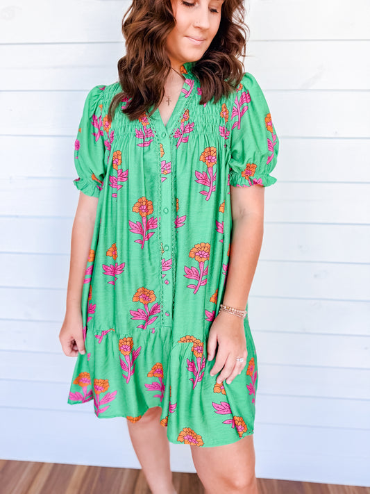 Floral Charm Flutter Dress