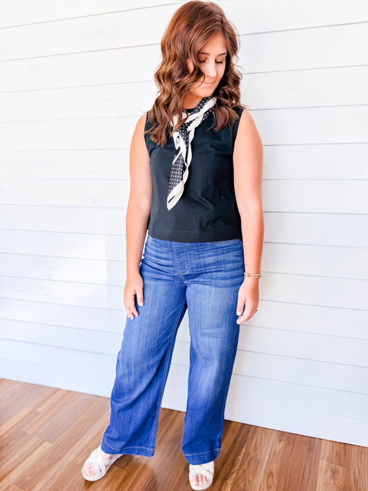 Cello High Rise Pull-On Wide Leg Denim