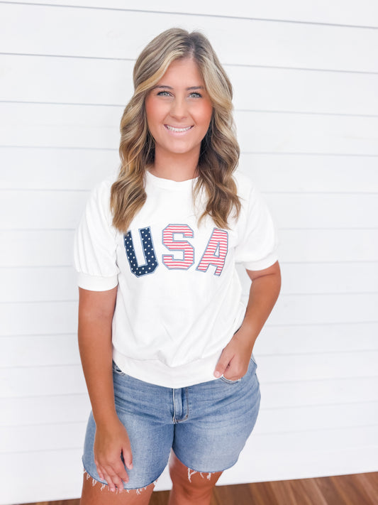 USA Embroidered Top