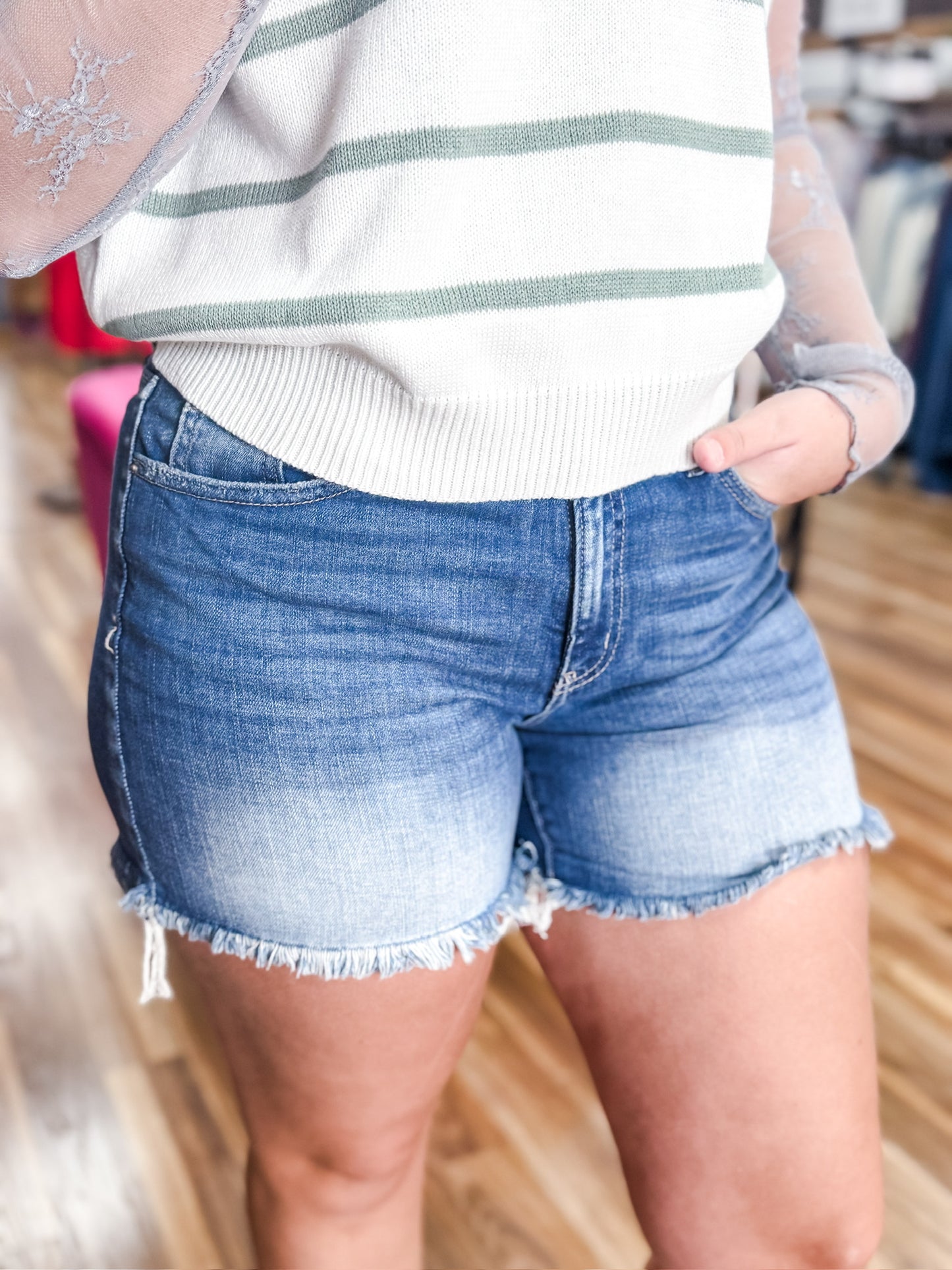 Everyday Raw Hem Denim Shorts