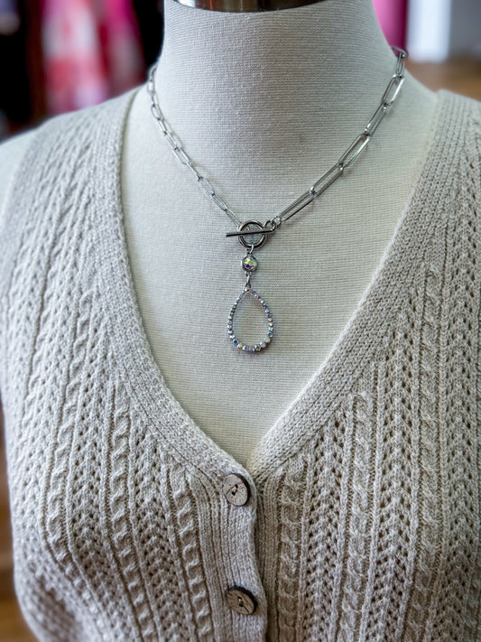 Paperclip Teardrop Necklace
