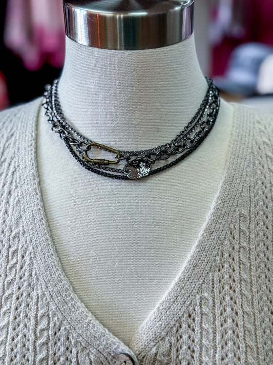 Multi Chain Carabiner Necklace