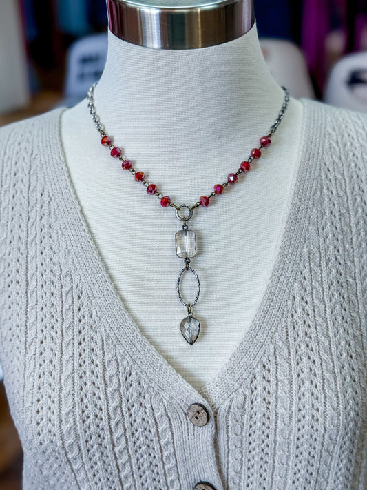 Scarlet Rosy Glass Necklace