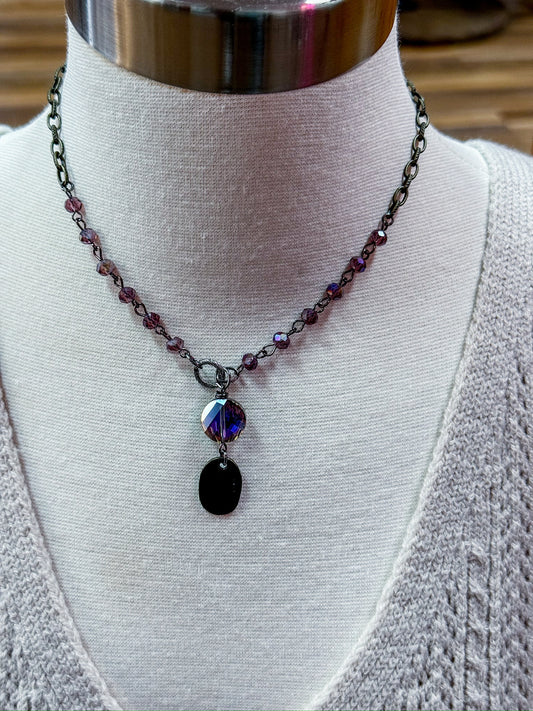 Drop Purple Coin Necklace