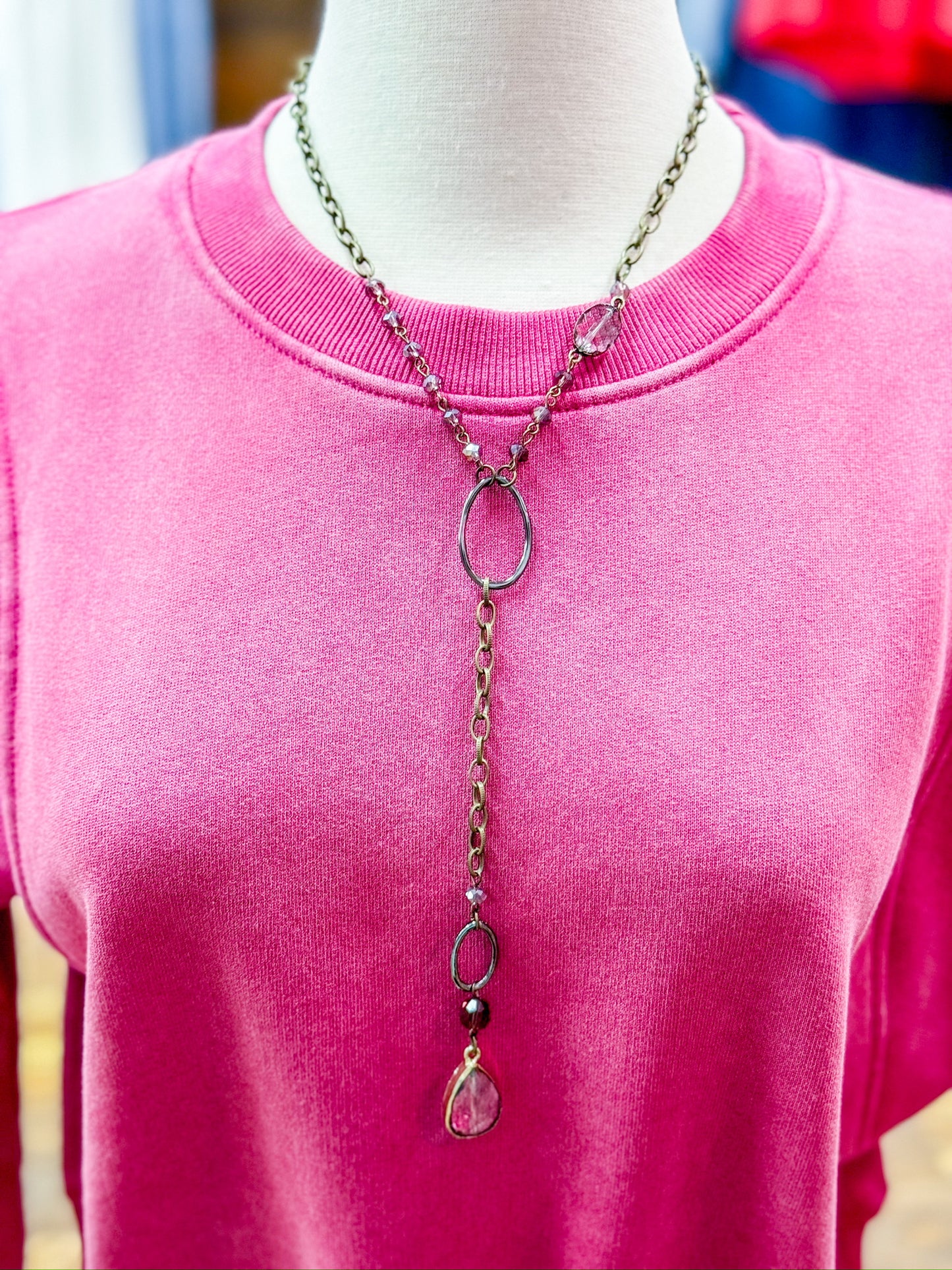 Nickel Rosary Chain Necklace Purple