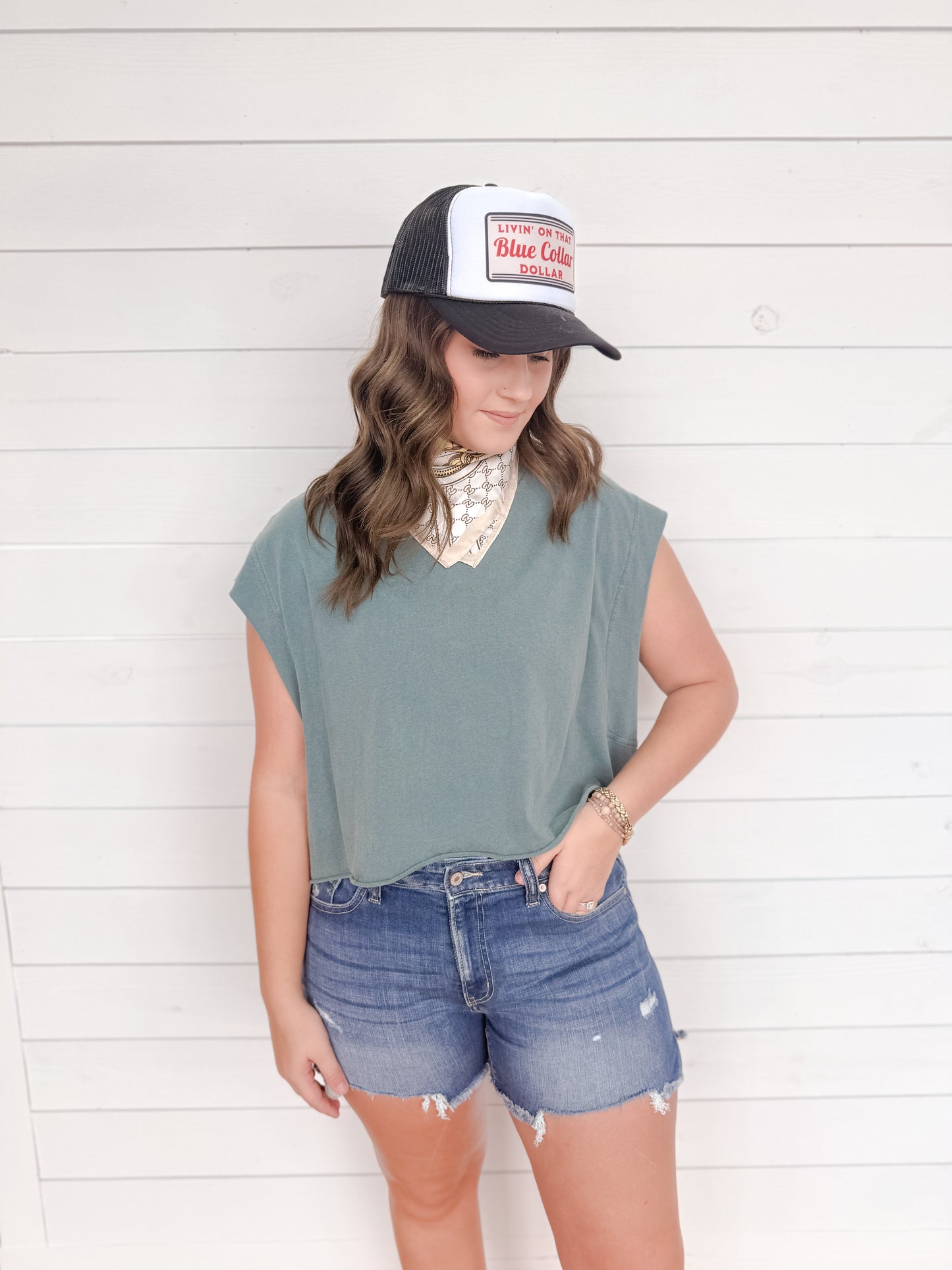 Dark Denim Side Slit  Shorts