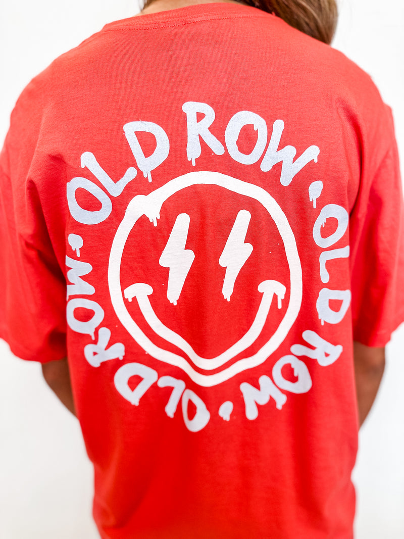 Old Row Smiley Face Pocket Tee Coral