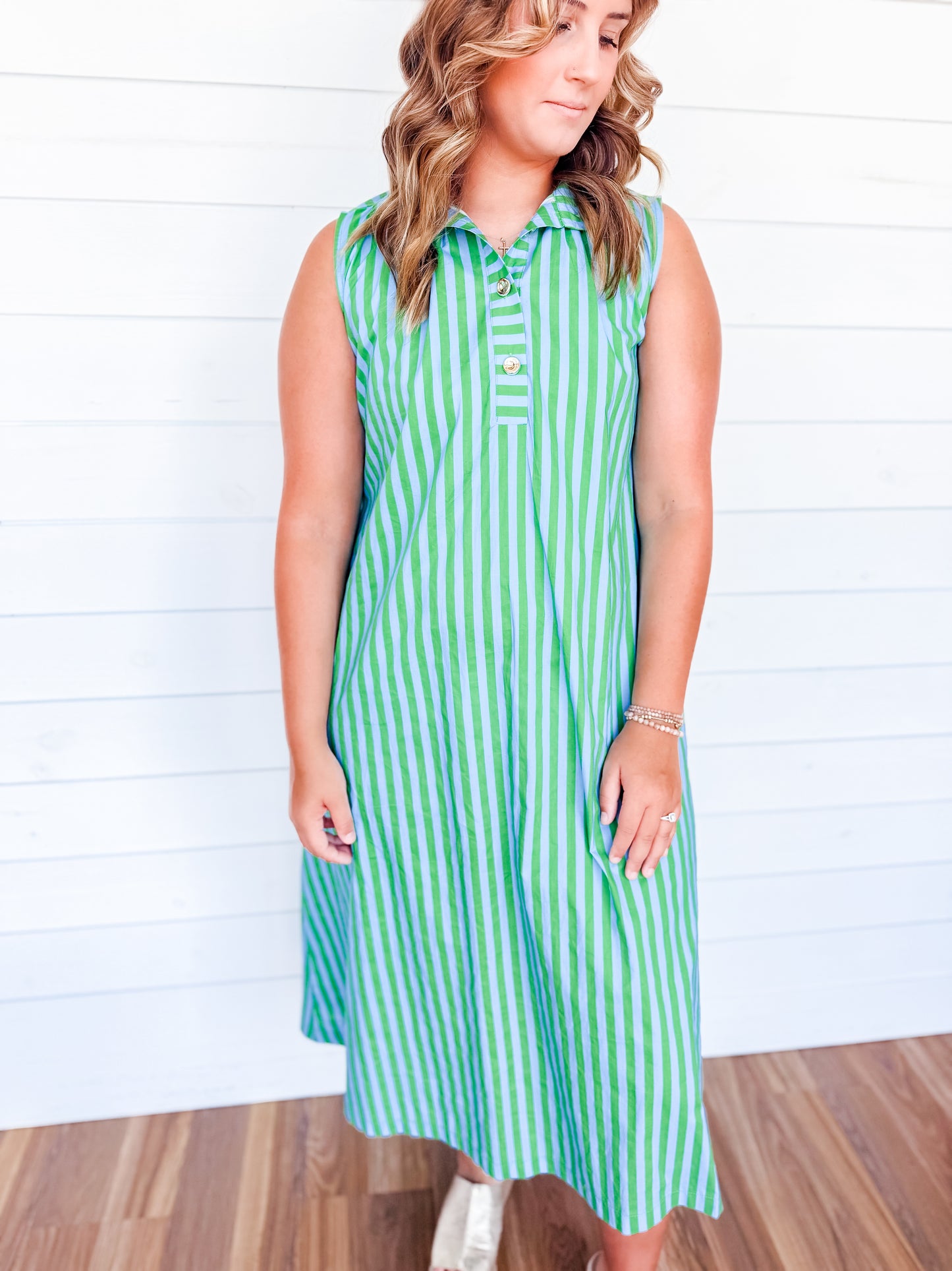 Stripes & Sunshine Green Midi Dress