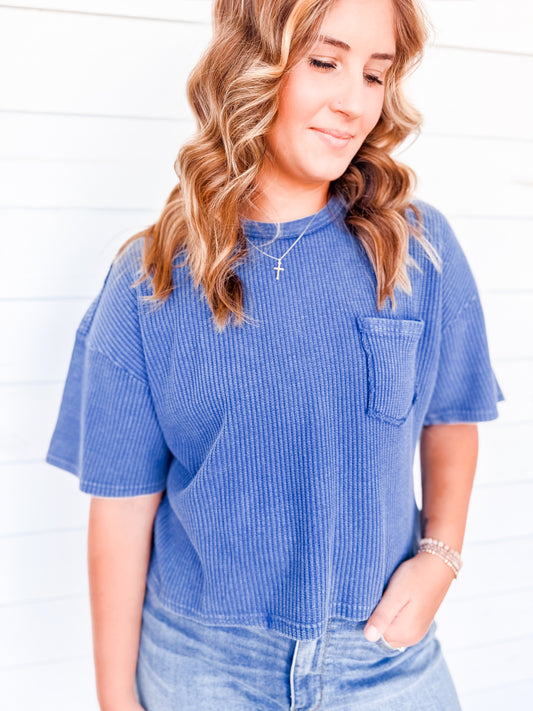 Midnight Waffle Knit Top